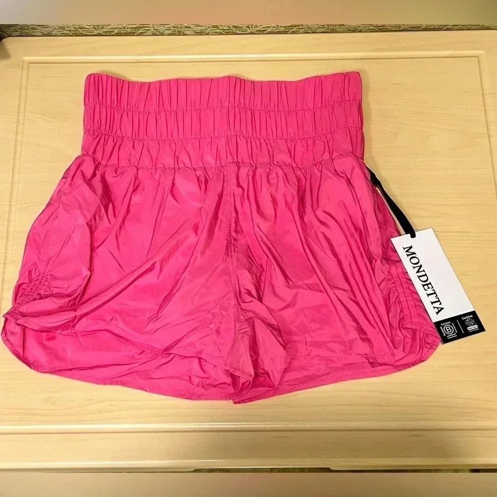 MONDETTA STUDIO Smocked Waist Shorts. Carmine Pink. Size XS.NWTS! - Picture 3 of 8